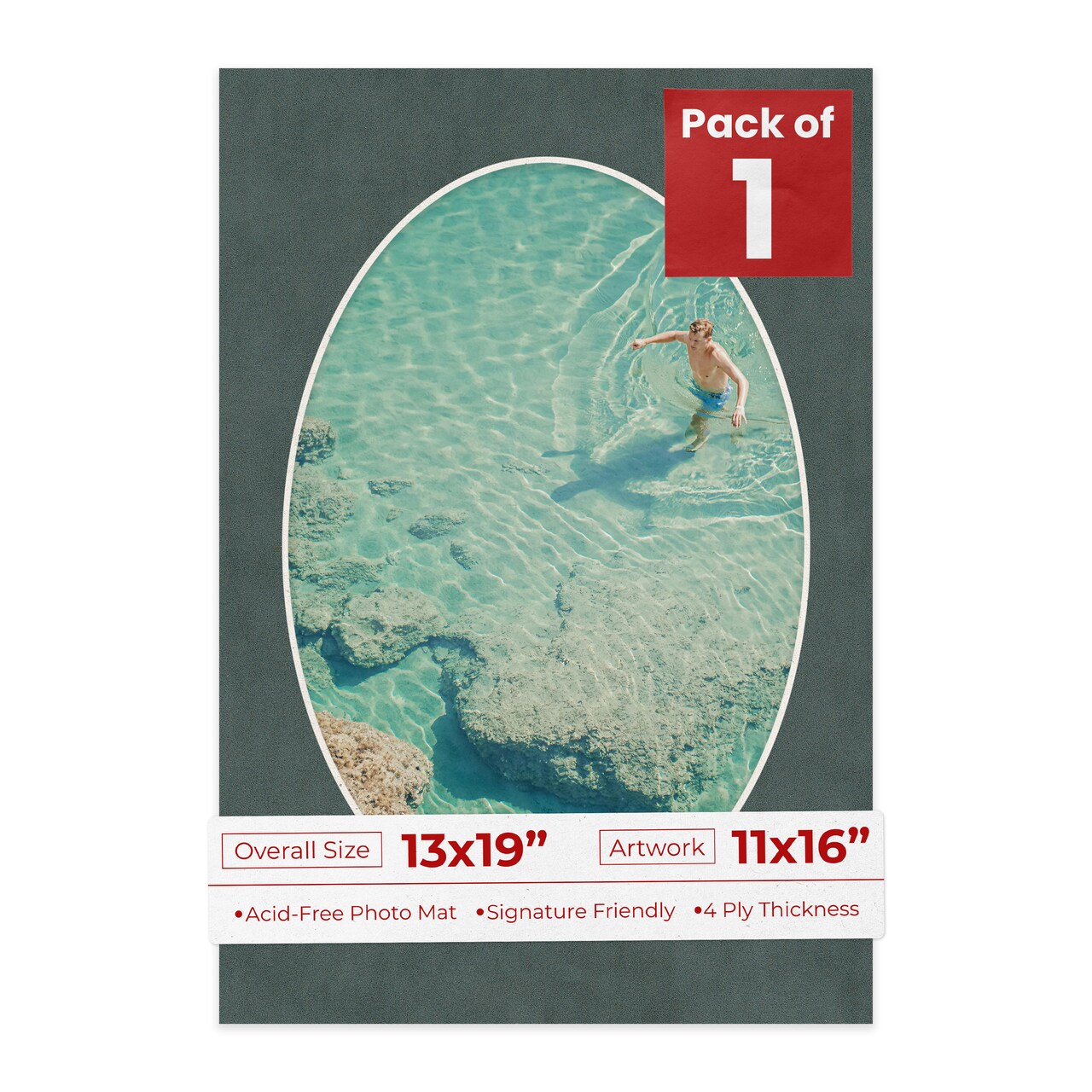 Dark Grey Suede Mat Board for 13x19 Frames - Oval Opening for 11x16 Photos